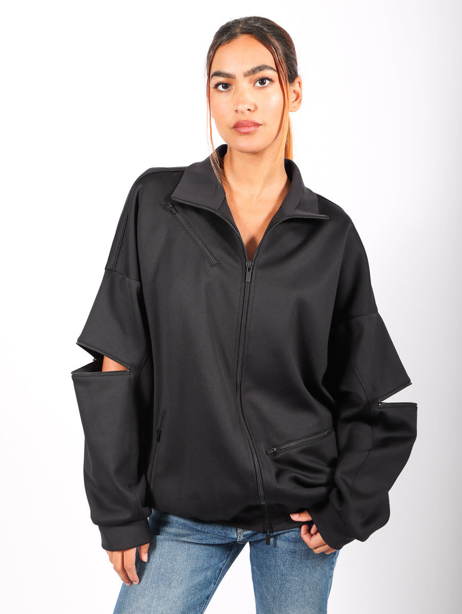 Active Knit Zipper Detailed Track Jacket in Black by Tibi-Idlewild
