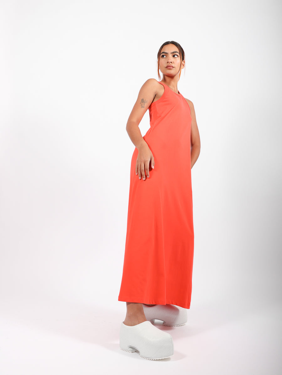 Racer Back Dress in Neon Red by Kowtow-Idlewild