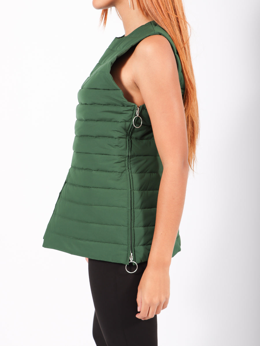 Quilted Sleeveless Top in Forest Green by Dawei-Idlewild