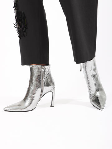 Veva 05 Boot Heel in Cracked Silver by Halmanera-Idlewild