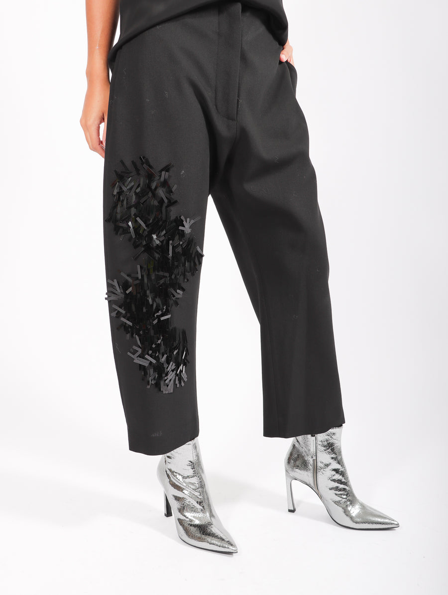 Hand Embroidered Banana Trousers in Black by Calcaterra-Idlewild