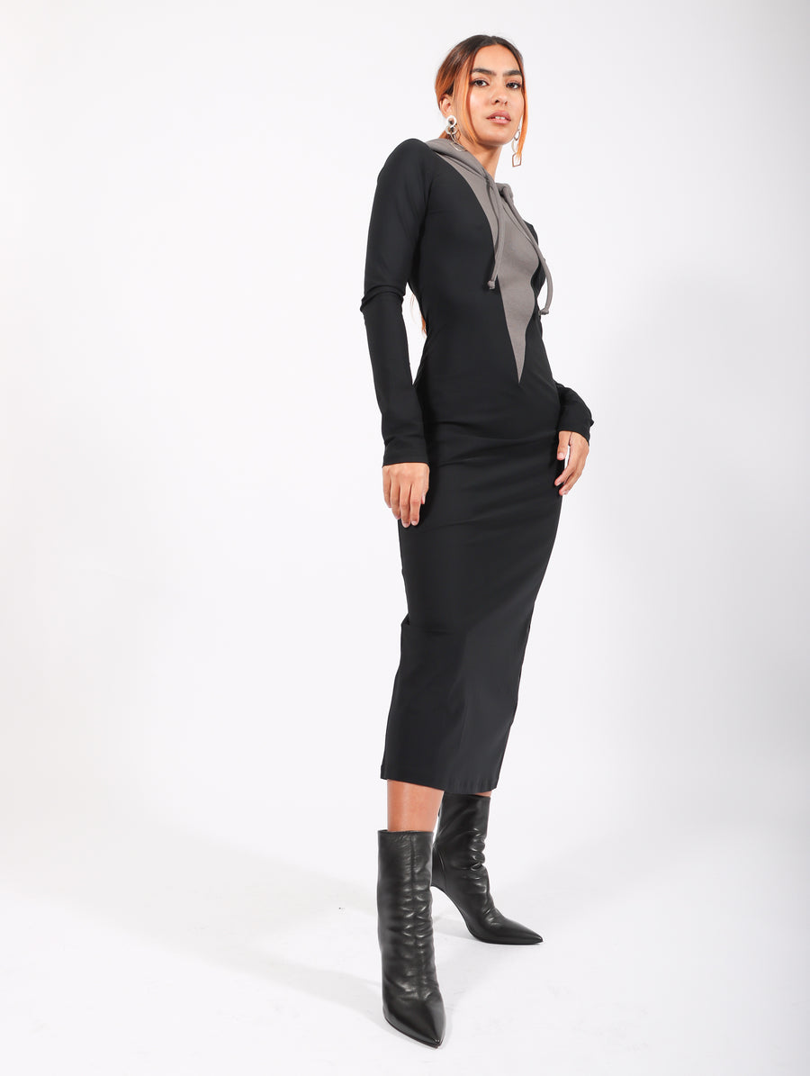 Hooded Long Dress in Gray & Black by MM6 Maison Margiela-Idlewild