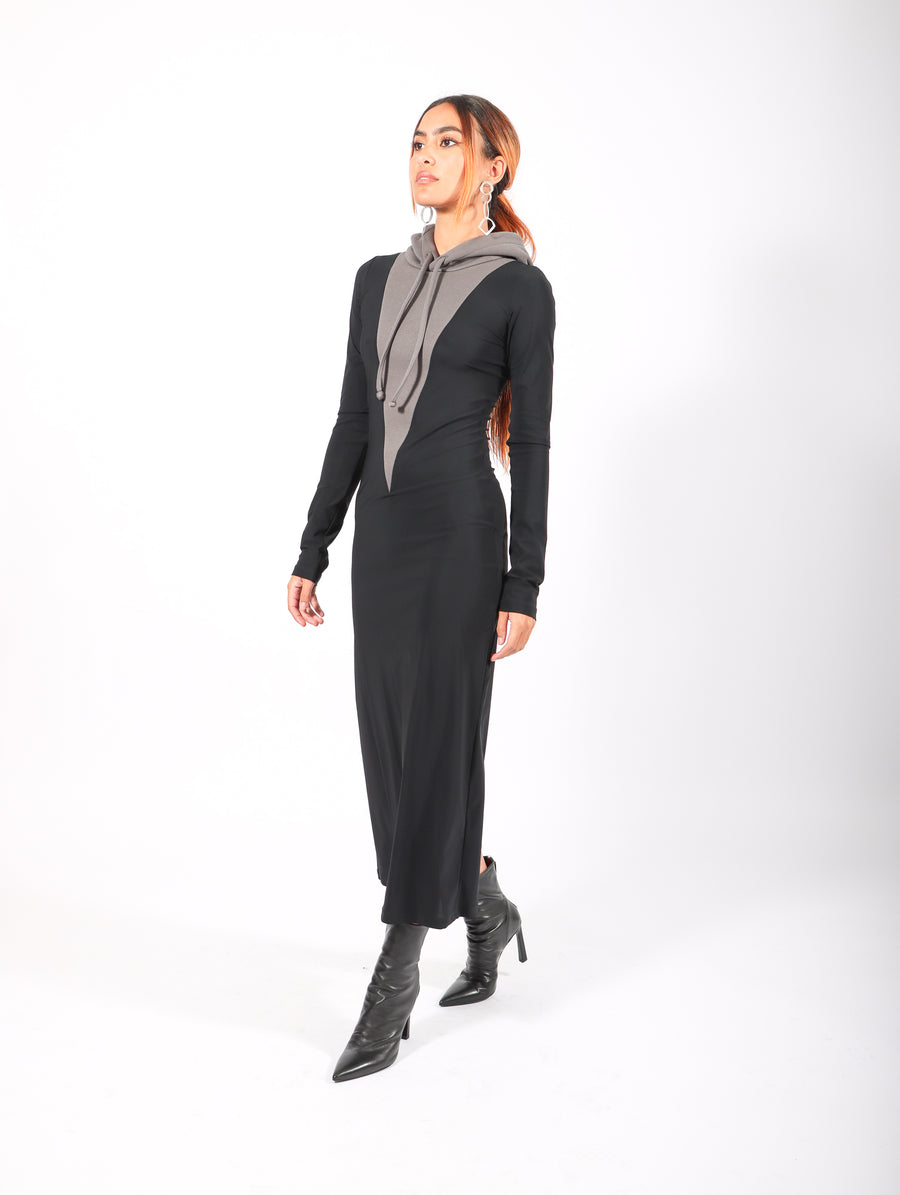 Hooded Long Dress in Gray & Black by MM6 Maison Margiela-Idlewild