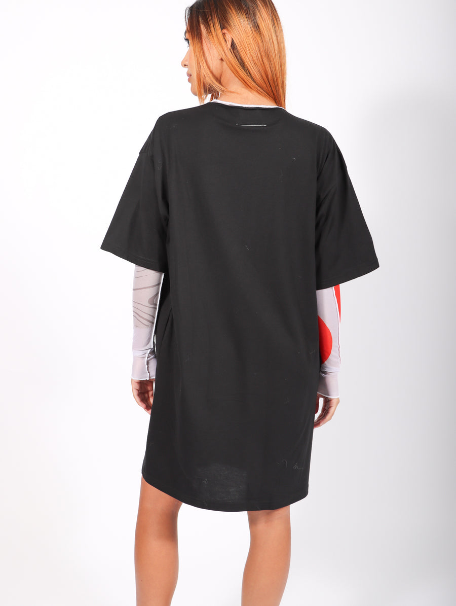 Deep V T-shirt Dress in Black by MM6 Maison Margiela-Idlewild