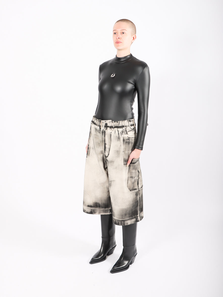Pierced Pleather Bodysuit in Black by Melitta Baumeister-Idlewild