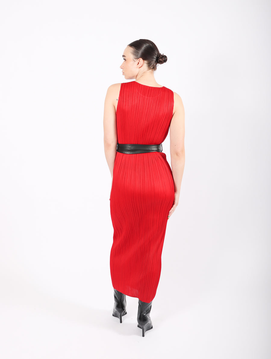 New Colorful Basics 3 Dress in Red by Pleats Please Issey Miyake-Idlewild