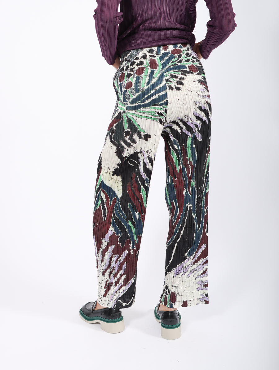 Frosty Forest Pants in Black Print by Pleats Please Issey Miyake