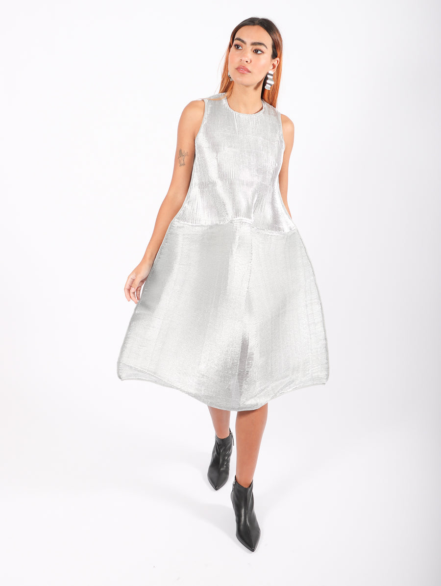 Sleeveless Ripple Dress in Silver by Melitta Baumeister-Idlewild