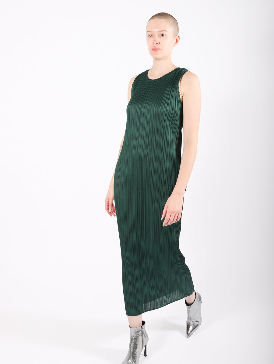 New Colorful Basics 3 Dress in Dark Green by Pleats Please Issey Miyake-Idlewild