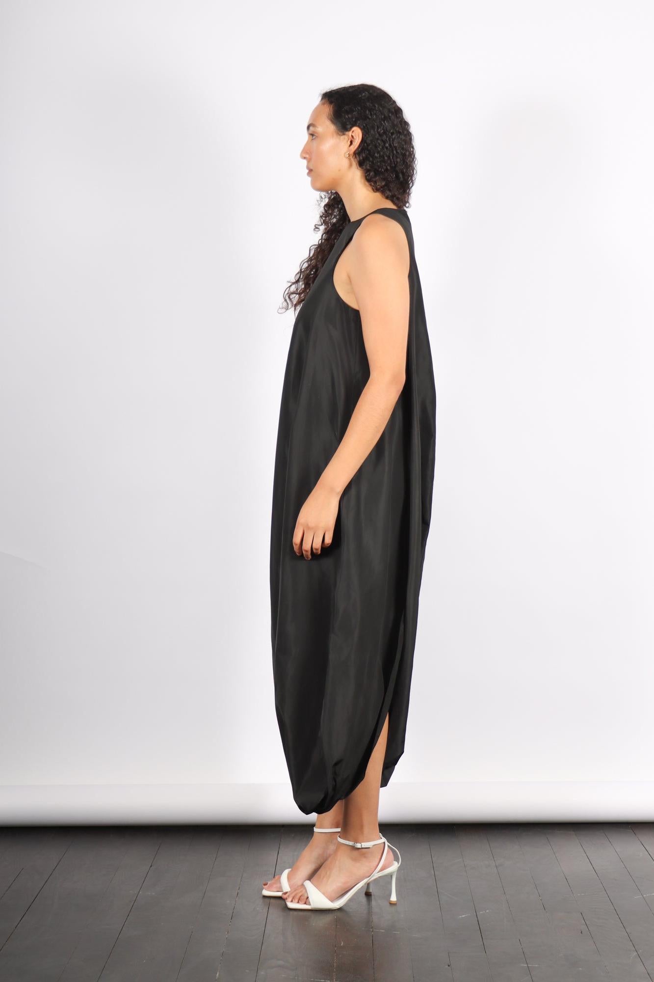 Italian Sporty Nylon Pleated Jalousie Dress in Black by Tibi-Tibi-Idlewild