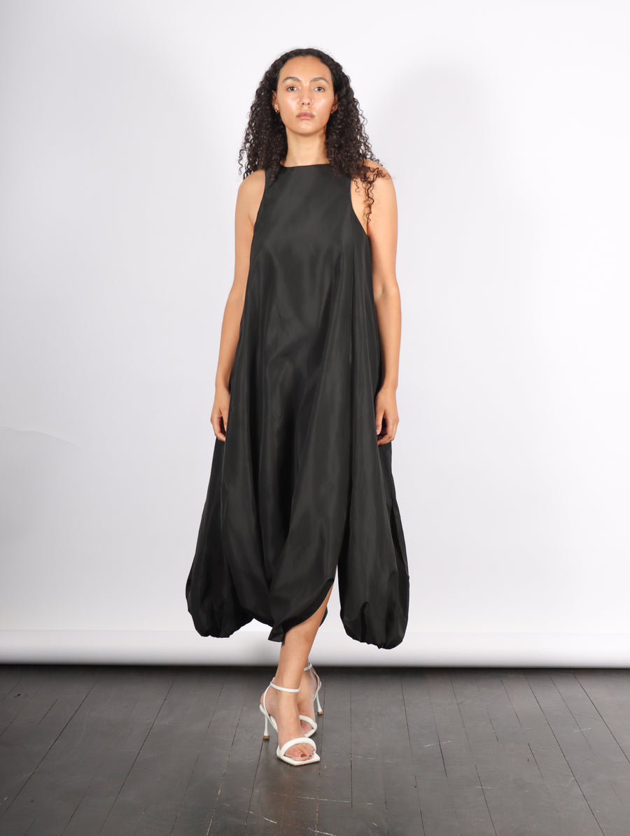 Italian Sporty Nylon Pleated Jalousie Dress in Black by Tibi-Tibi-Idlewild