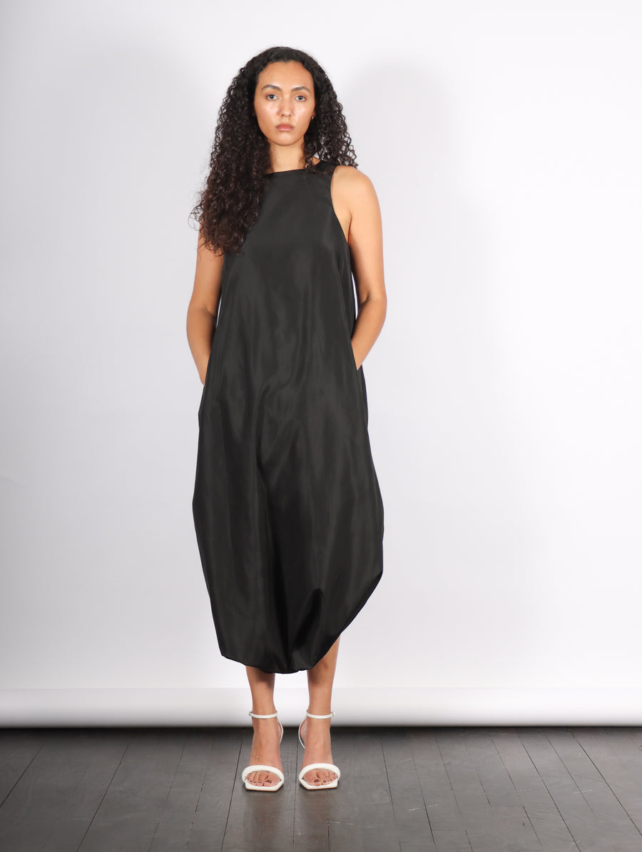 Italian Sporty Nylon Pleated Jalousie Dress in Black by Tibi-Tibi-Idlewild