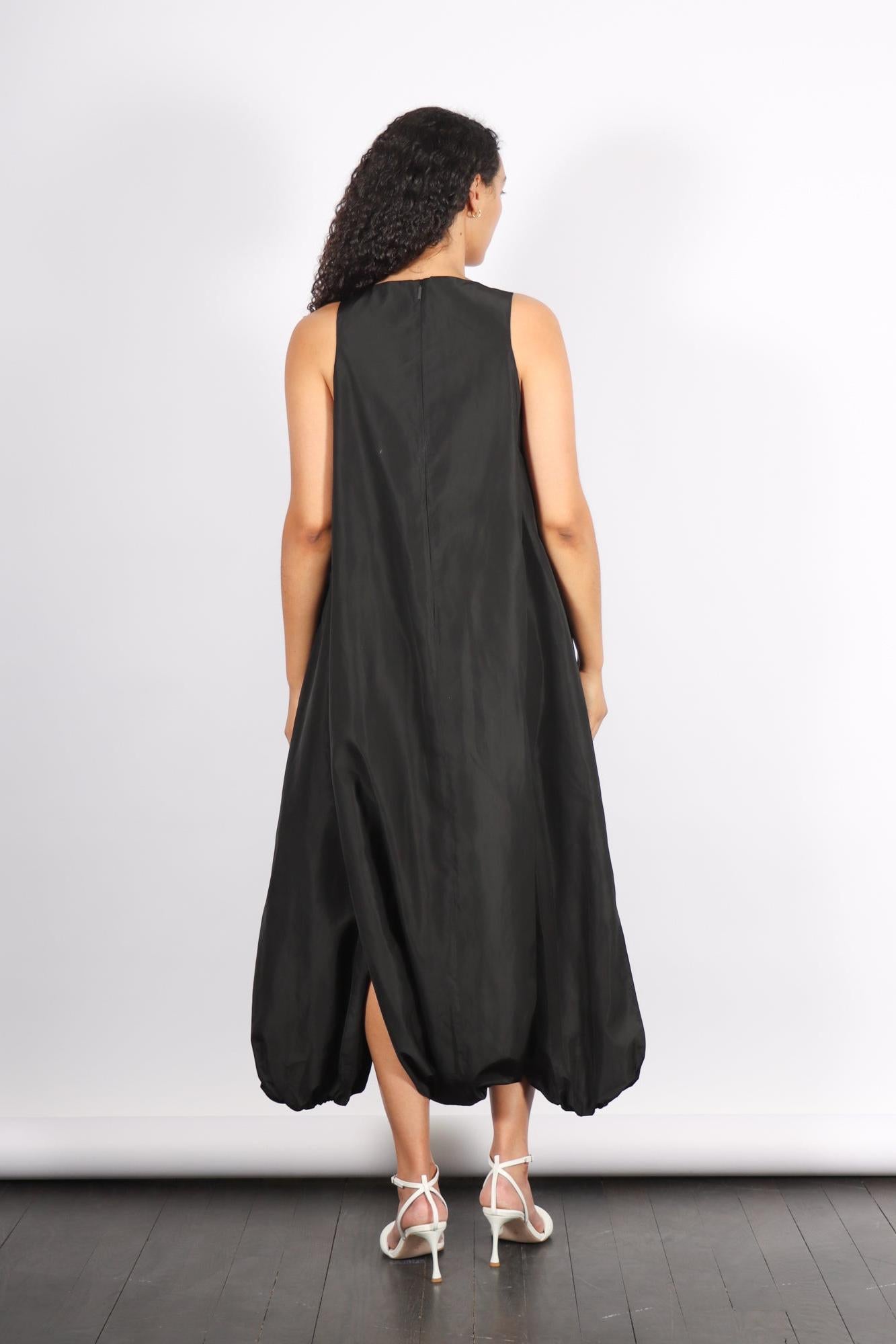 Italian Sporty Nylon Pleated Jalousie Dress in Black by Tibi-Tibi-Idlewild