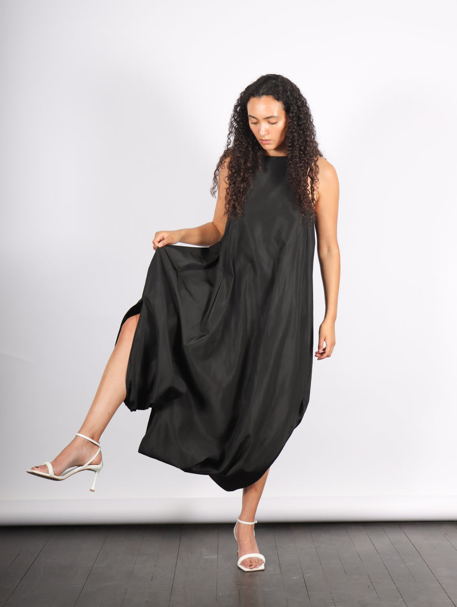 Italian Sporty Nylon Pleated Jalousie Dress in Black by Tibi-Tibi-Idlewild