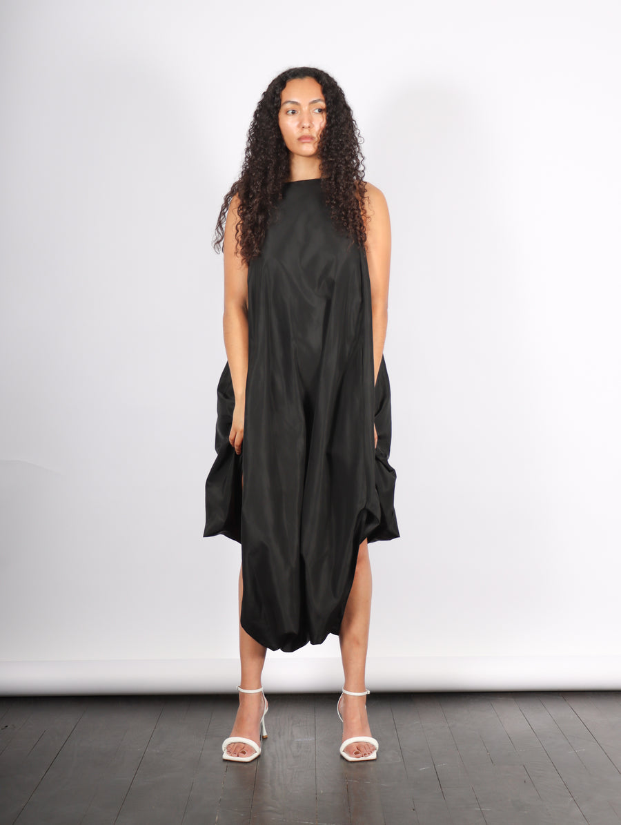 Italian Sporty Nylon Pleated Jalousie Dress in Black by Tibi-Tibi-Idlewild
