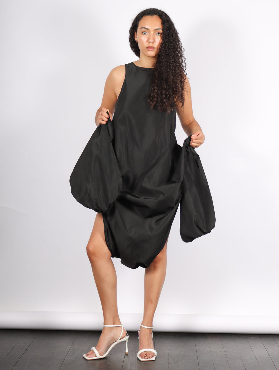 Italian Sporty Nylon Pleated Jalousie Dress in Black by Tibi-Tibi-Idlewild