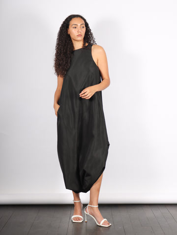 Italian Sporty Nylon Pleated Jalousie Dress in Black by Tibi-Tibi-Idlewild