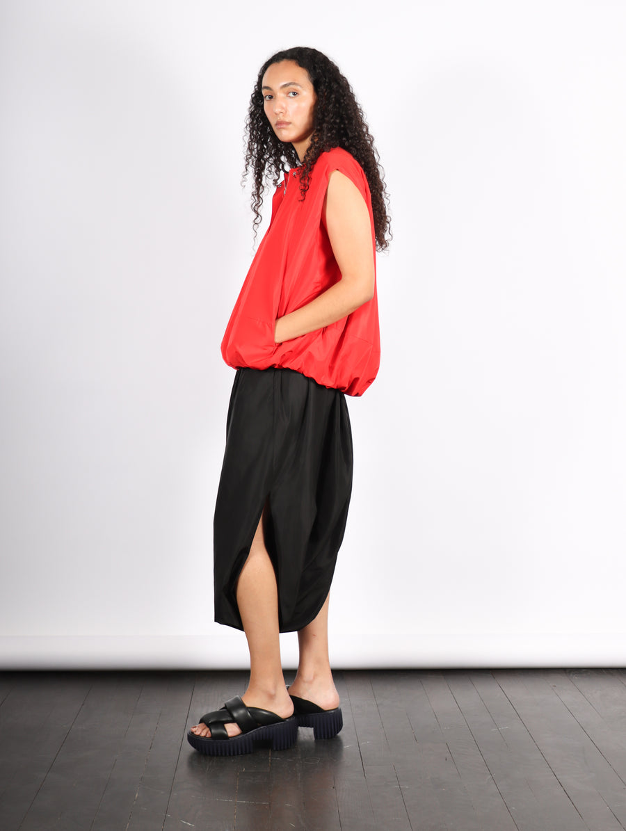 Italian Sporty Nylon Sleeveless Blousant Vest in Lava by Tibi-Tibi-Idlewild