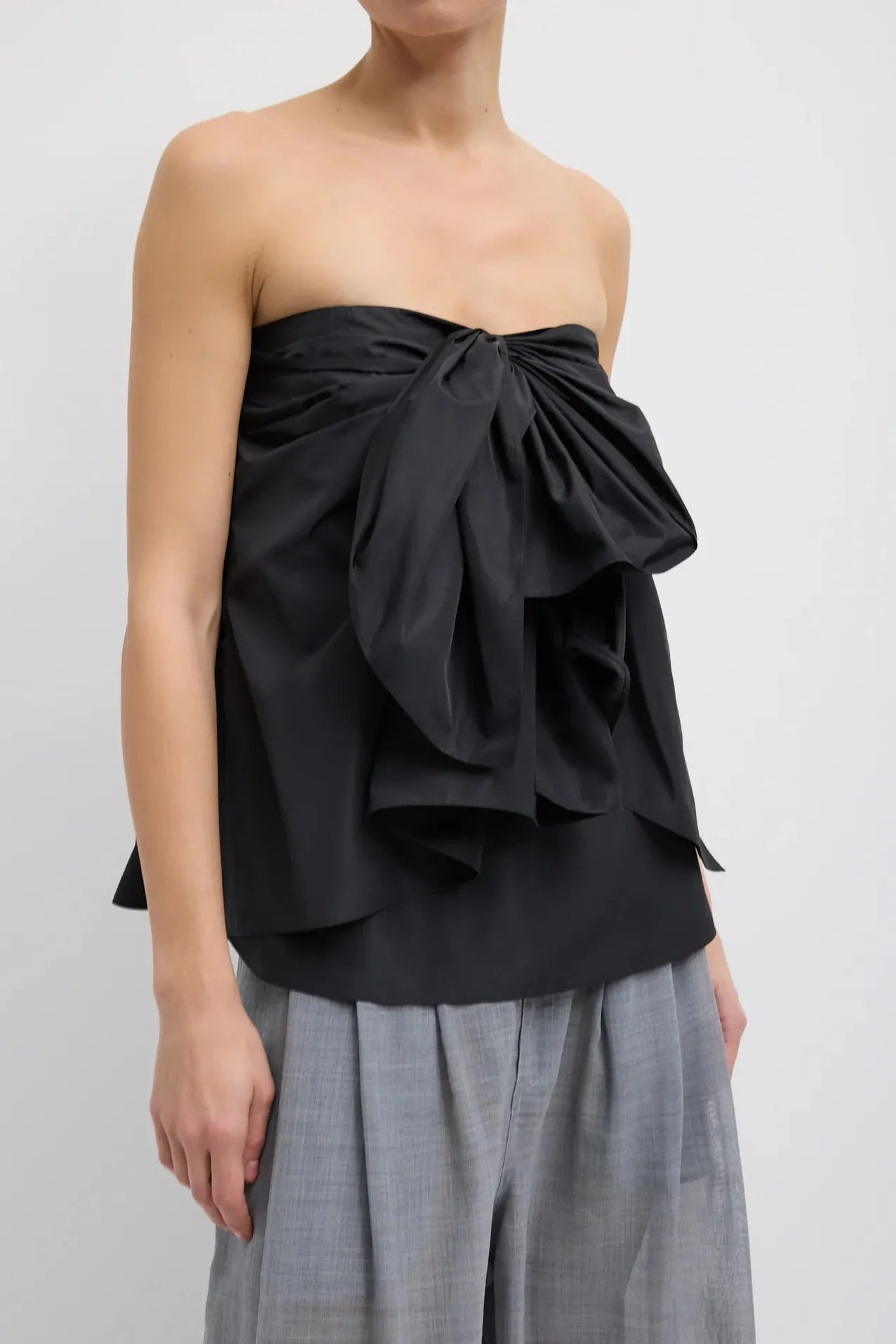 Italian Sporty Nylon Strapless Top in Black by Tibi-Tibi-Idlewild