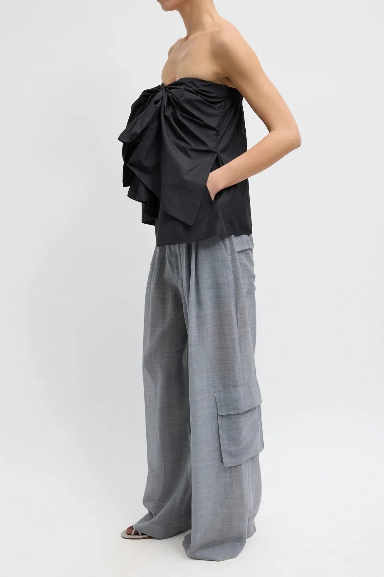 Italian Sporty Nylon Strapless Top in Black by Tibi-Tibi-Idlewild