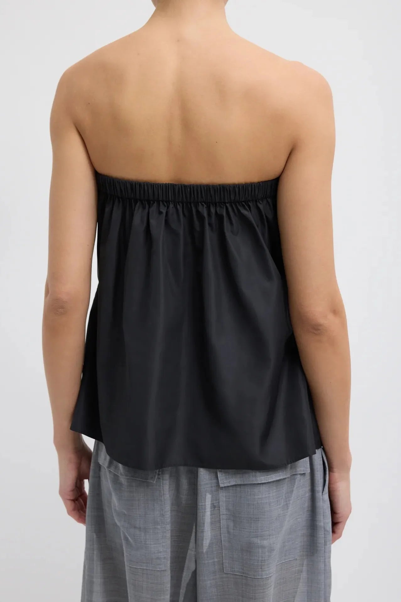 Italian Sporty Nylon Strapless Top in Black by Tibi-Tibi-Idlewild