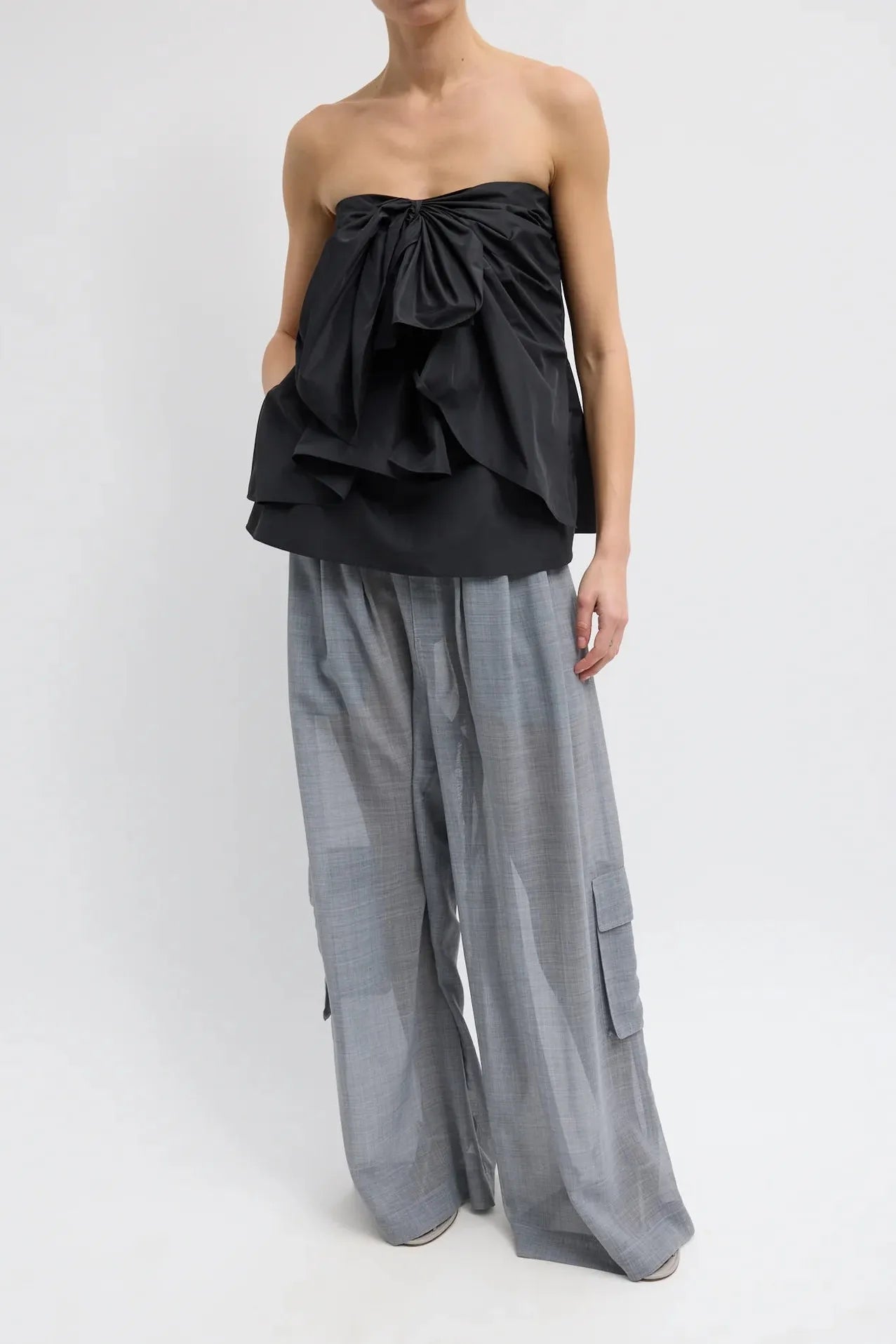 Italian Sporty Nylon Strapless Top in Black by Tibi-Tibi-Idlewild