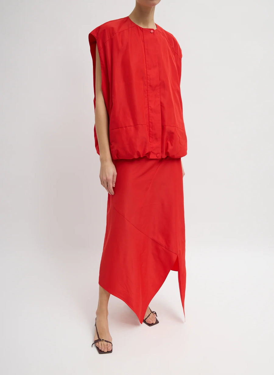 Italian Sporty Nylon Tie Skirt in Lava by Tibi-Tibi-Idlewild