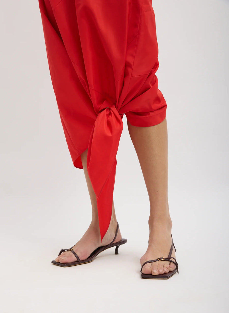 Italian Sporty Nylon Tie Skirt in Lava by Tibi-Tibi-Idlewild