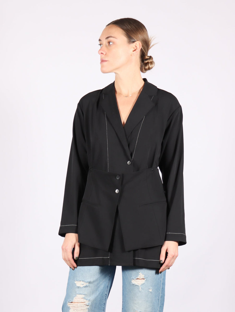 Jacket in Black with Ivory Stitch by Bitte Kai Rand