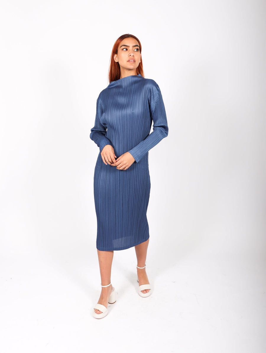 January Monthly Colors Dress in Grayish Blue by Pleats Please Issey Miyake-Idlewild