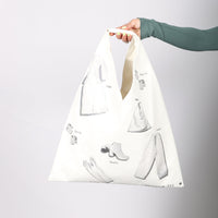 Japanese Triangle Bag in White with Black Print by MM6 Maison Margiela