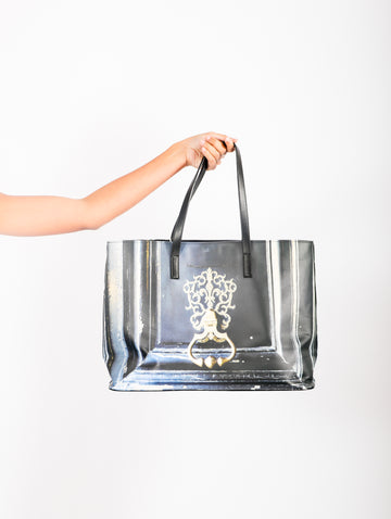 Leather Tote in Black Parisian Door by Jessica Murray-Idlewild