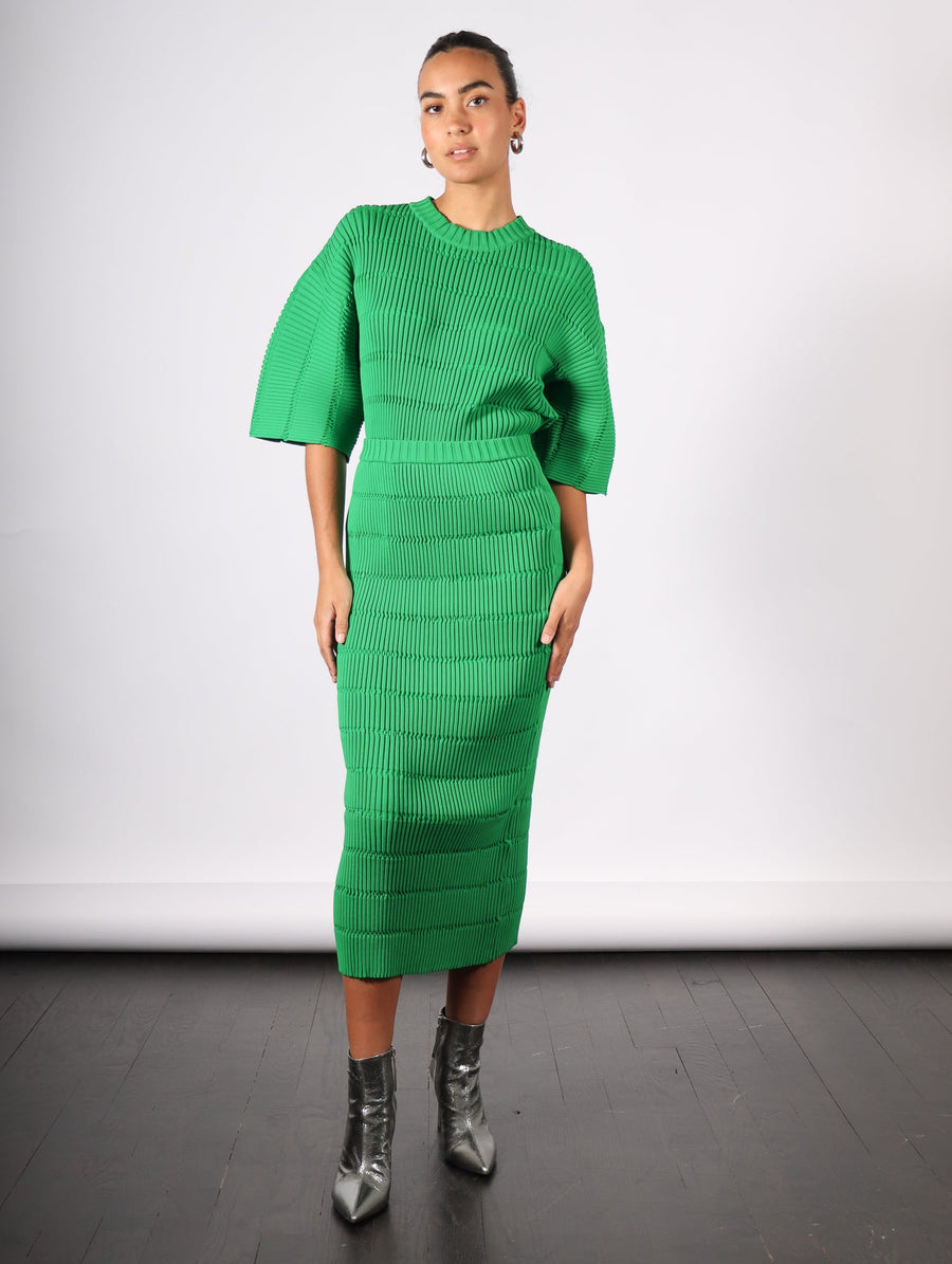 Jiggly Knit Shirt in Green by Pleats Please Issey Miyake