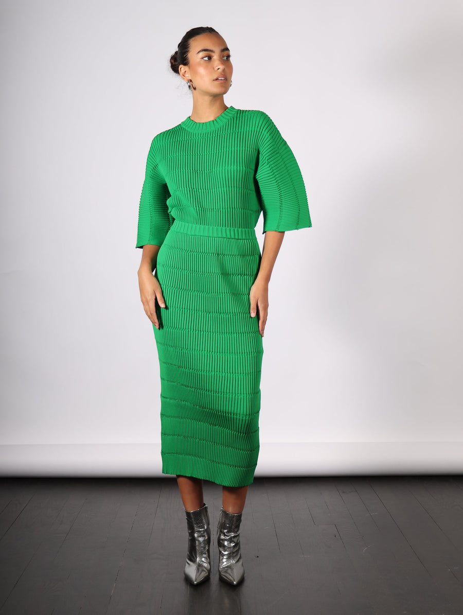 Jiggly Knit Shirt in Green by Pleats Please Issey Miyake