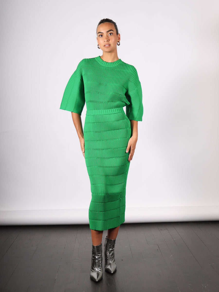 Jiggly Knit Shirt in Green by Pleats Please Issey Miyake