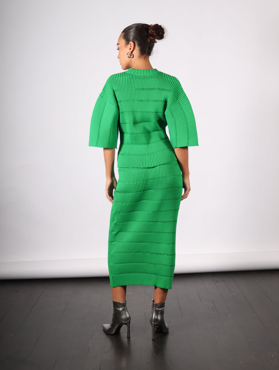 Jiggly Knit Shirt in Green by Pleats Please Issey Miyake