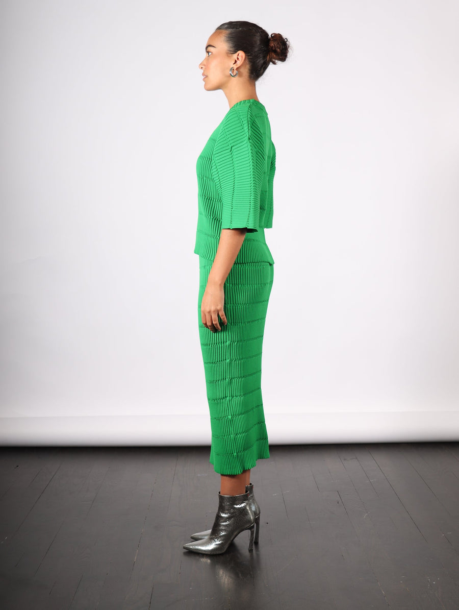 Jiggly Knit Shirt in Green by Pleats Please Issey Miyake