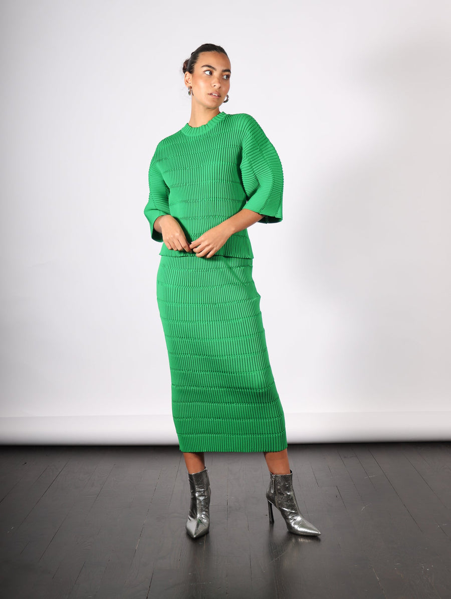 Jiggly Knit Shirt in Green by Pleats Please Issey Miyake