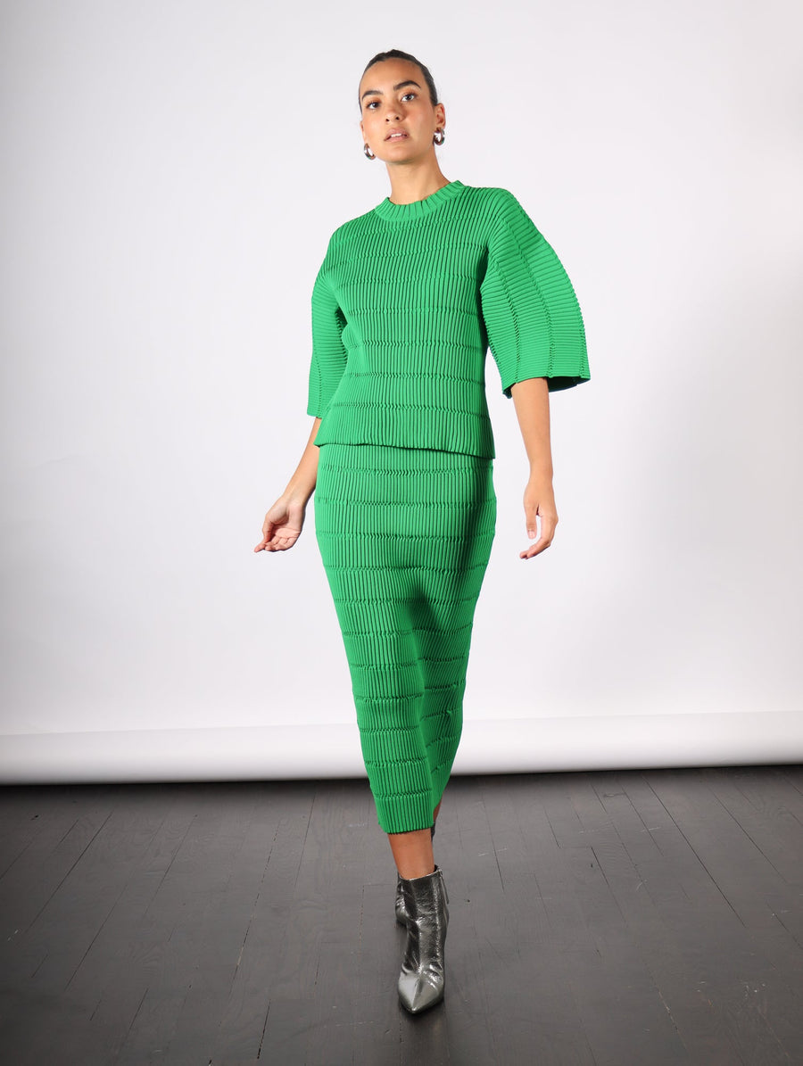 Jiggly Knit Shirt in Green by Pleats Please Issey Miyake