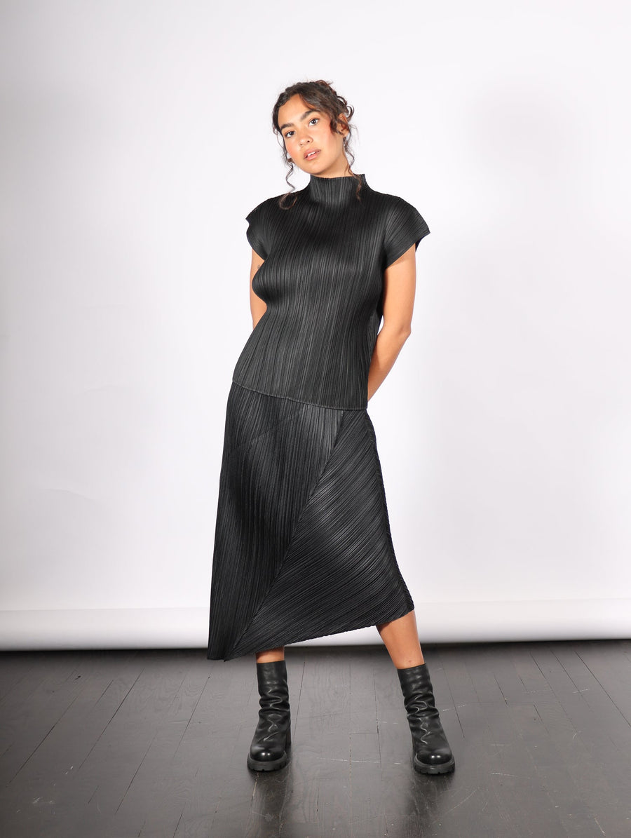 June Monthly Colors Top in Black by Pleats Please Issey Miyake