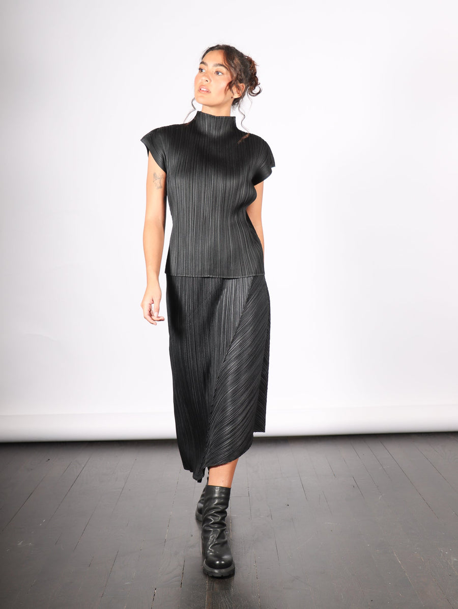 June Monthly Colors Top in Black by Pleats Please Issey Miyake