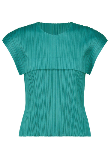 June Monthly Colors Top in Turquoise Green by Pleats Please Issey Miyake-Tops-Pleats Please Issey Miyake-Idlewild