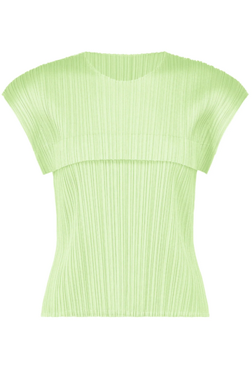 June Monthly Colors Top in White Green by Pleats Please Issey Miyake-Tops-Pleats Please Issey Miyake-Idlewild