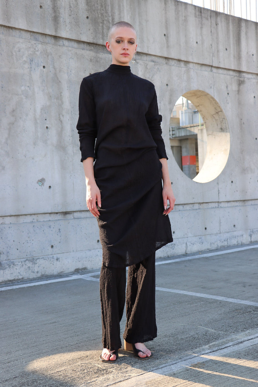 Karami Wool Dress in Black by Issey Miyake