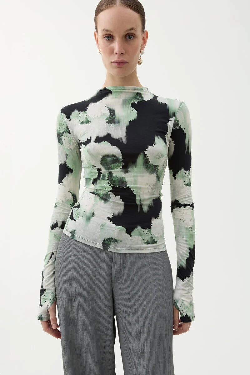 Karlai Top in Blurry Flower Green by Rodebjer-Rodebjer-Idlewild