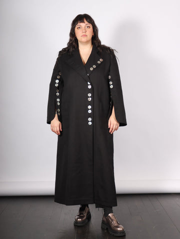 Khemelnyske Long Trench Coat in Black by KM by Lange