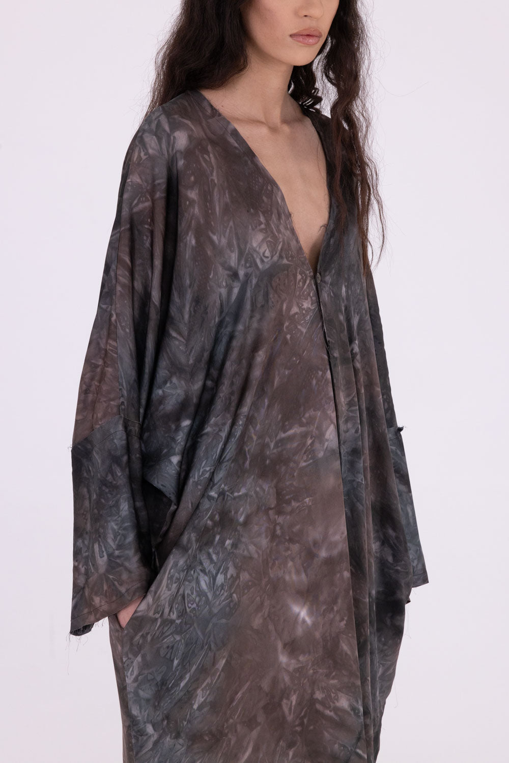 Kimono Midi in Emerald Grey by Sanctamuerte-Dresses-SANCTAMUERTE-Idlewild