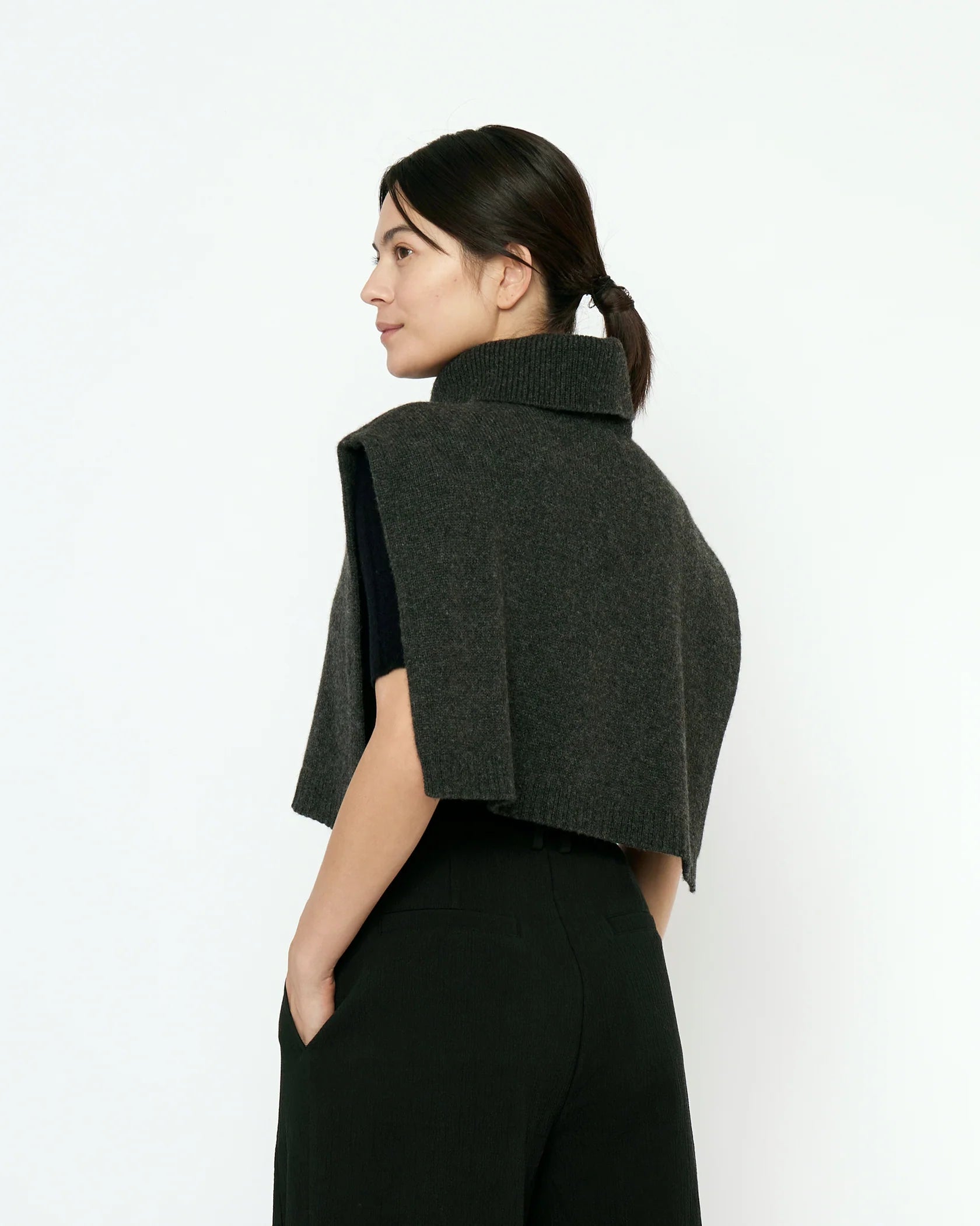 Knit Turtleneck Vest in Charcoal by 7115 by Szeki-Accessories-7115 by Szeki-Idlewild