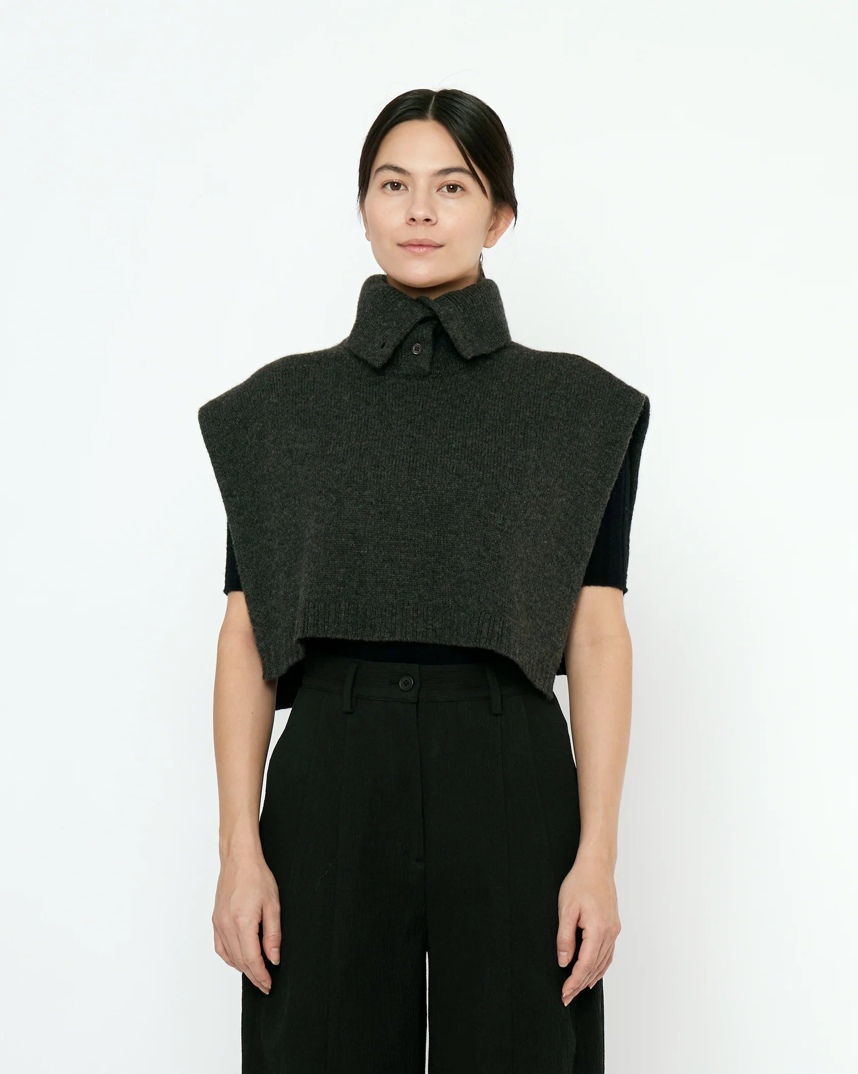 Knit Turtleneck Vest in Charcoal by 7115 by Szeki-Accessories-7115 by Szeki-Idlewild