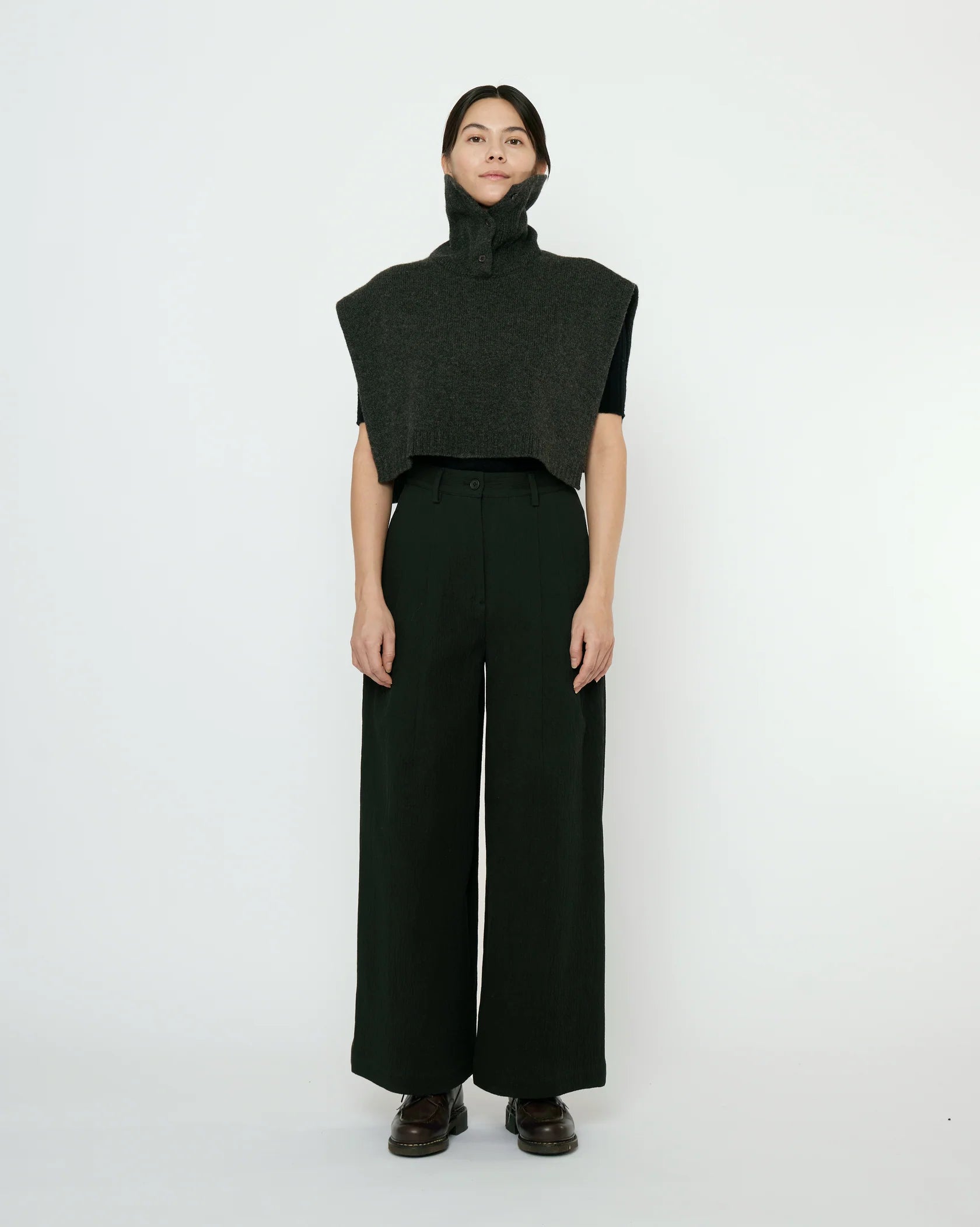 Knit Turtleneck Vest in Charcoal by 7115 by Szeki-Accessories-7115 by Szeki-Idlewild